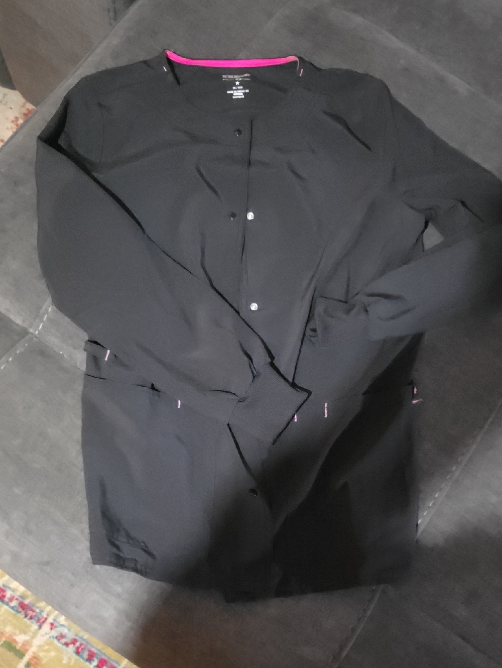 Scrubstar Black Shirt Jacket with Pink Trim